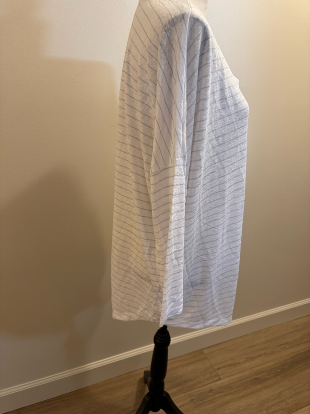 LOFT White Scoop Neck Short Sleeve Striped Top - Picture 2 of 6